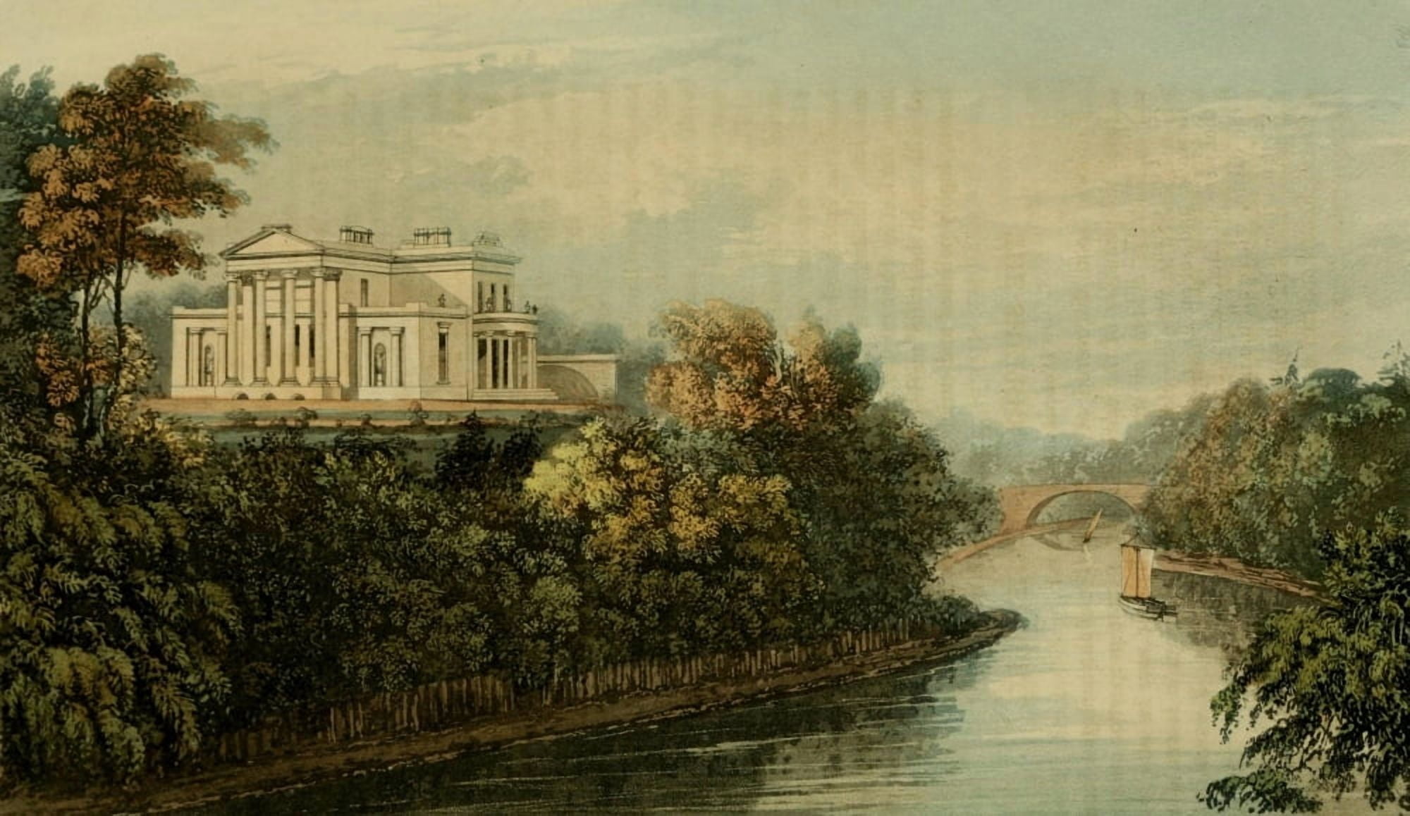 Repository of Arts 1817 Seat of GB Greenough Regents Park Canvas Art - Unknown (24 x 36)