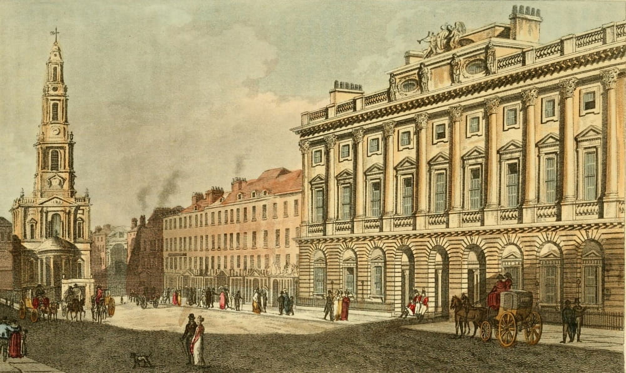 Repository of Arts 1817 Somerset House & New Church Strand Canvas Art - Unknown (18 x 24)
