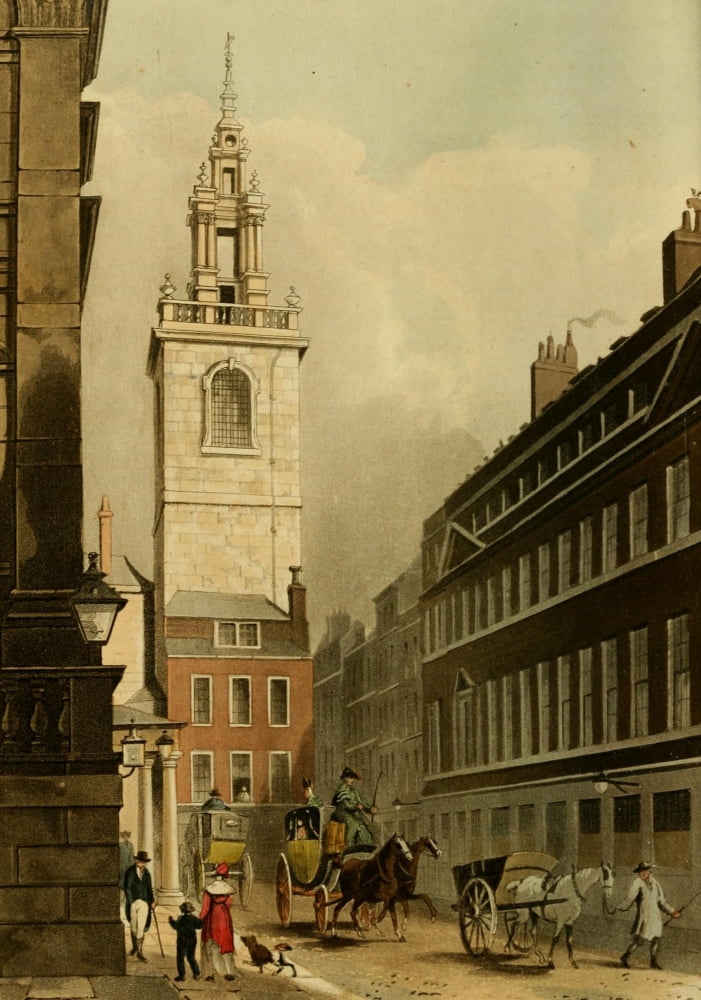 Repository of Arts 1817 St Stephens Church Walbrook Canvas Art - Unknown (24 x 36)