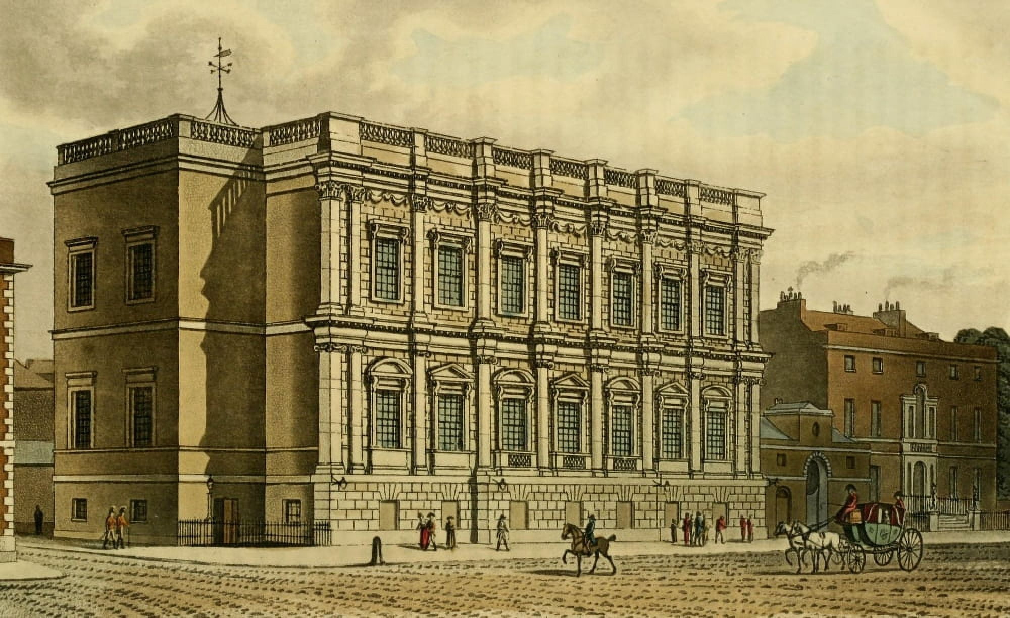 Repository of Arts 1817 The Banqueting House Whitehall Canvas Art - Unknown (18 x 24)