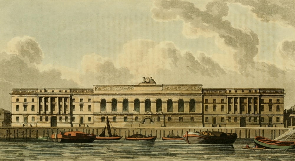 Repository of Arts 1817 The New Custom House Canvas Art - Unknown (18 x 24)