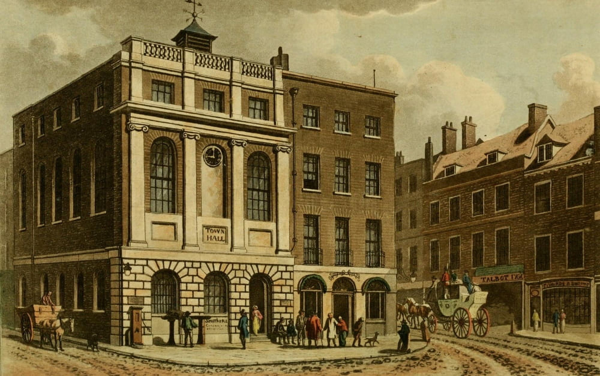 Repository of Arts 1817 Town Hall Southwark Canvas Art - Unknown (18 x 24)