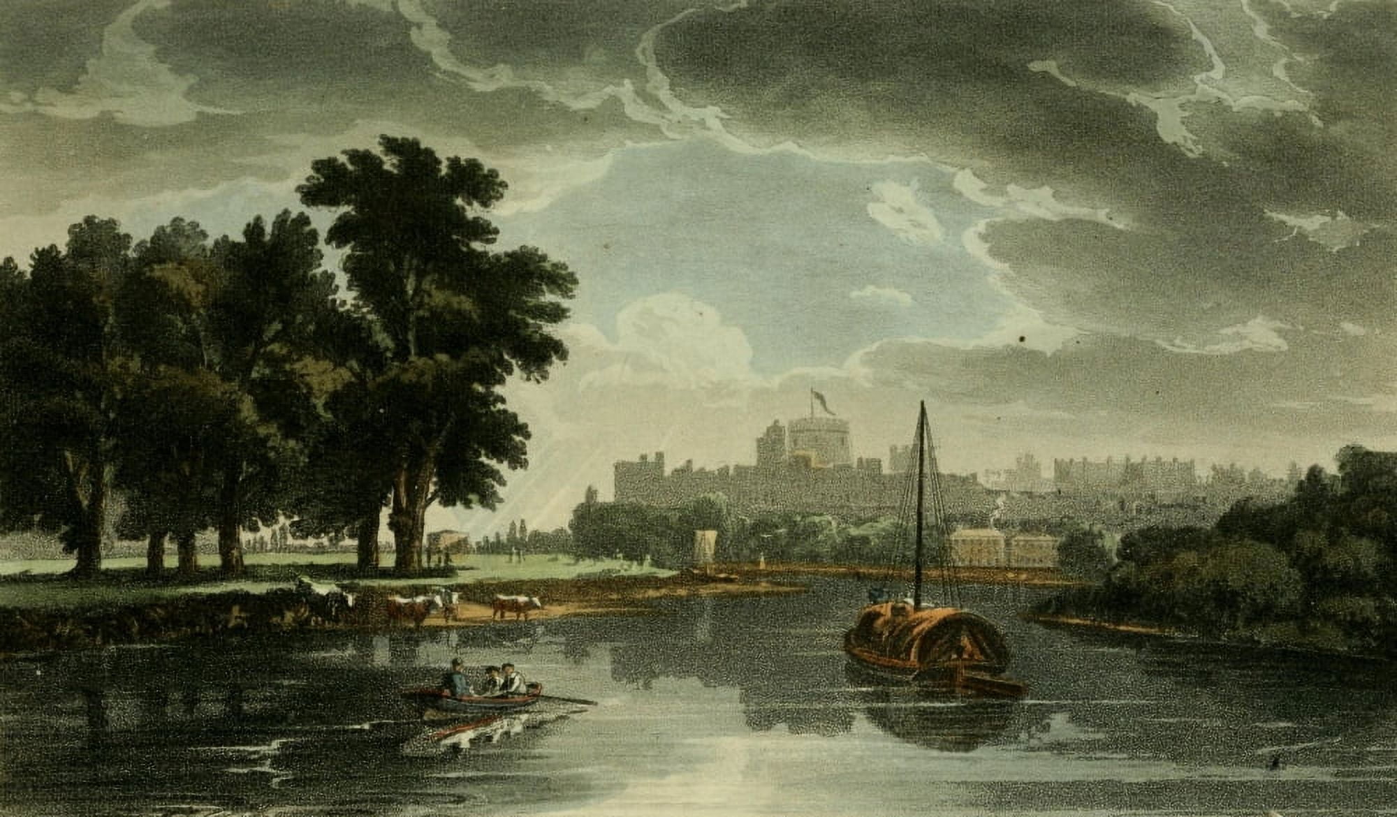 Repository of Arts 1817 View of Windsor Canvas Art - John Varley (18 x 24)