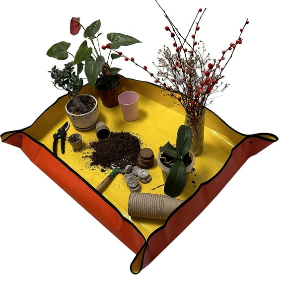 Repotting Mat for Indoor Plant Transplanting and Mess Control Waterproof Foldable Indoor Portable Gardening Tray