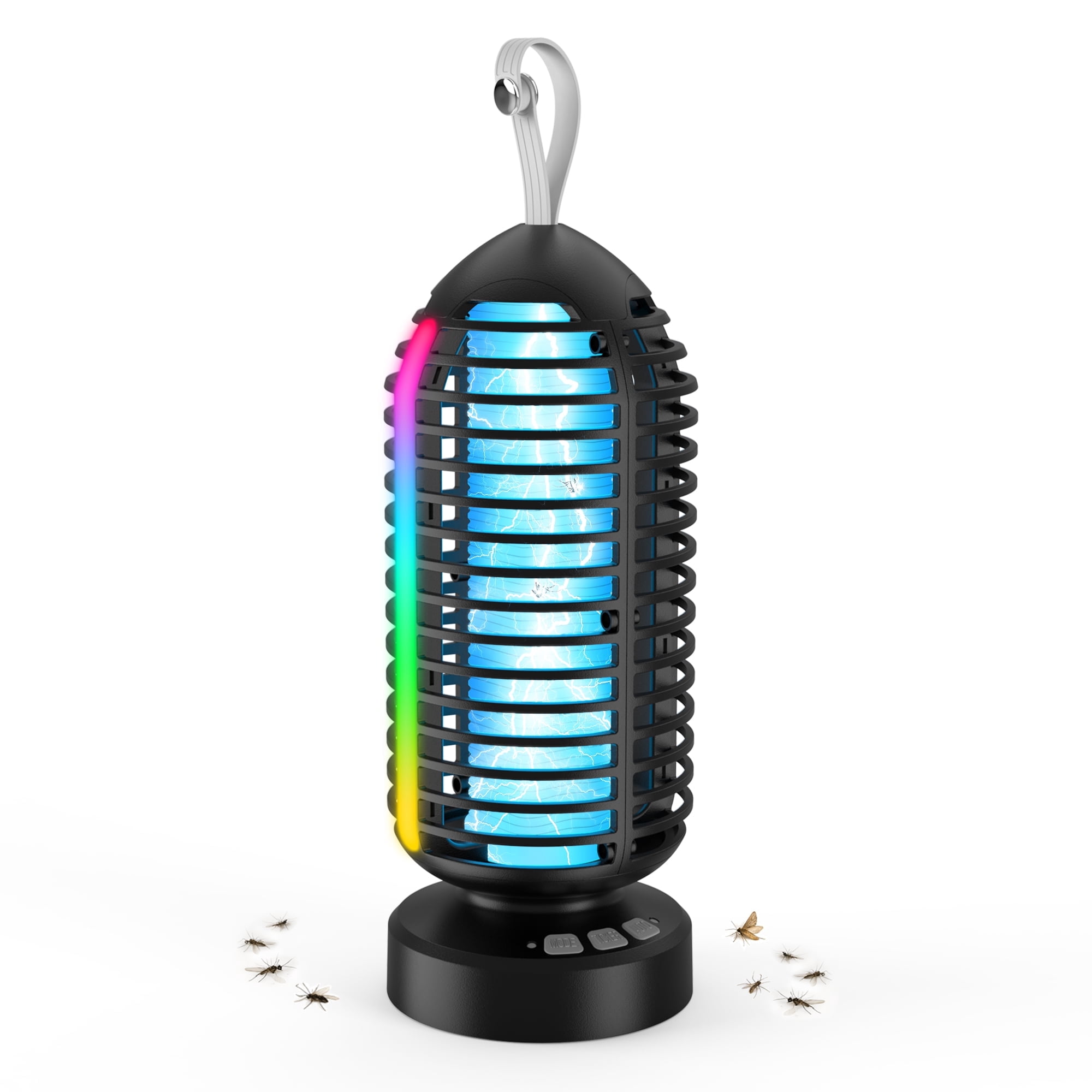 Reppiss Electric Bug Zapper Outdoor, Fly Mosquito Killer Lamp with Color Chaning LED Light for Patio, Camping, Black