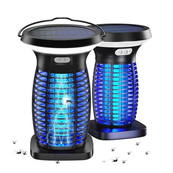 Reppiss Solar Bug Zapper Outdoor, Waterproof Fly Mosquito Killer Lamp, 4200V Electric Trap for Patio, Camping,2Pcs