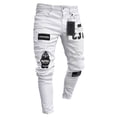 thumbnail image 1 of Reppunk Fashion Men Holes Embroidery Stretch Skinny Jeans Trousers Ripped Slim Male Joggers Pencil Denim Pants, 1 of 5