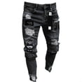 thumbnail image 1 of Reppunk Fashion Men Holes Embroidery Stretch Skinny Jeans Trousers Ripped Slim Male Joggers Pencil Denim Pants, 1 of 4