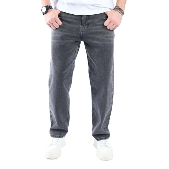 Reppunk Men Simple Style Loose Jeans Trousers Mens Streetwear Hip Hop Baggy Wide Leg Skater Denim Pants Loose Long Trouser Pocket Menswear Summersale