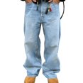 thumbnail image 1 of Reppunk Men's Vintage Light Wash Baggy Wide Leg Denim Jeans, Loose Oversized Straight Full Length Trousers, Business Casual Versatile Office Daily Commute Pants, 1 of 8
