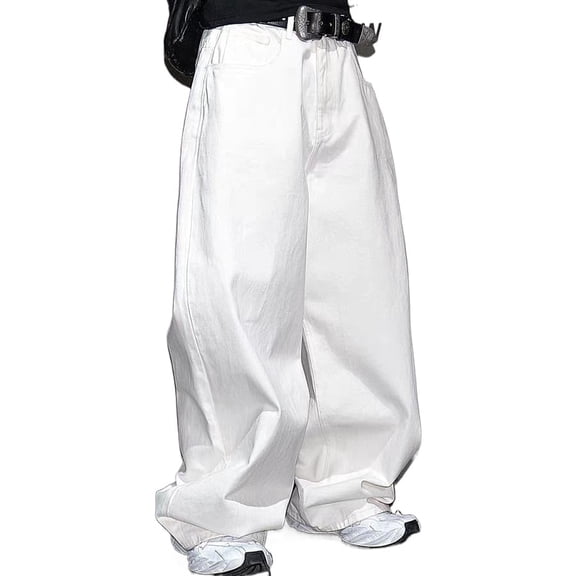 Reppunk Simple Solid Loose Men's Jeans Straight Trousers Streetwear Men Baggy Regular Fit Casual Denim Pants