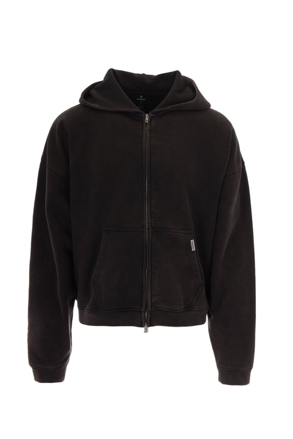 Boxy Zip Hoodie In Rich Coffee Cotton (Men's)