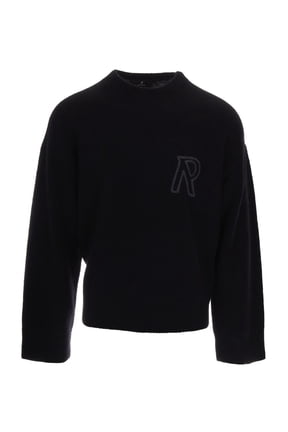 Loose-Fit Black Knit Sweater With Embroidered Logo (Men's)