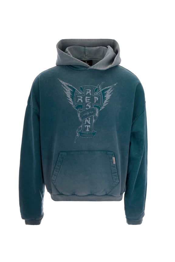 Oversized Cotton Hoodie With Distressed Graphic Elements (Men's)