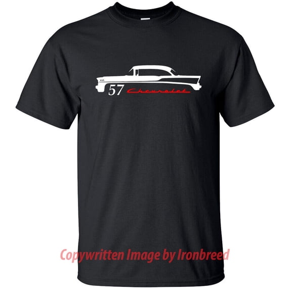 Reprint Rare 1957 57 Chevy HARDTOP Bel Air 150 210 T-Shirt Classic Car Emblem Side Mouldings