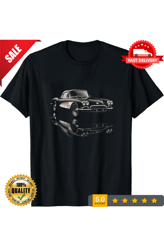 Reprint Rare 1959 Corvette Shirt – Classic C1 Stingray Retro Art Tee, NEW INSTOCK-TH81759