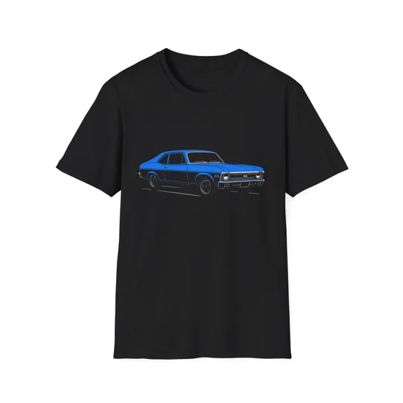 Reprint Rare 1969 Chevy Nova SS T-Shirt – Blue Muscle Car Graphic Tee | Classic Chevy Shirt