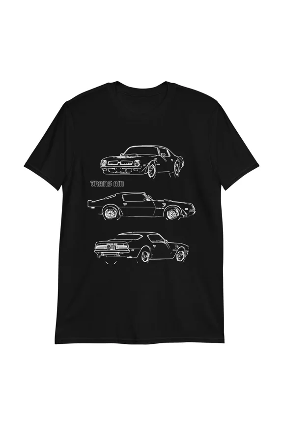 Reprint Rare 1974 Trans Am Firebird Muscle Car Sketch Art Short-Sleeve Unisex T-Shirt