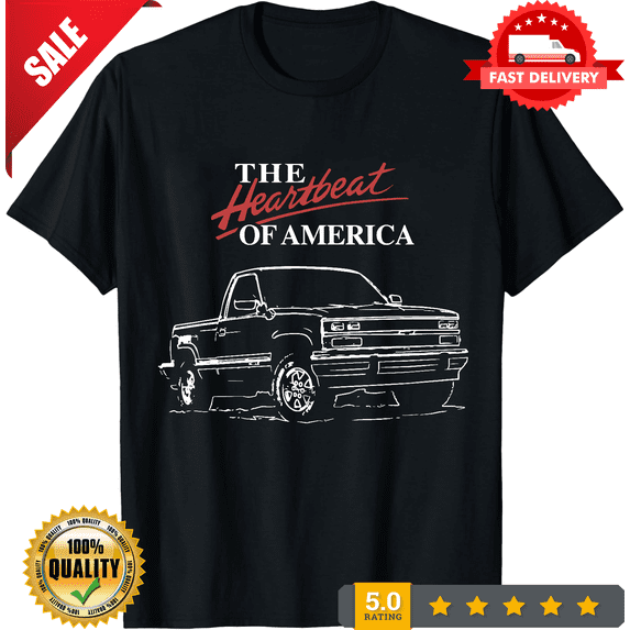 Reprint Rare 1990 Chevy K1500 Pickup Truck 4x4 Heartbeat of America Short-Sleeve T-Shirt, NEW INSTOCK-TH78653