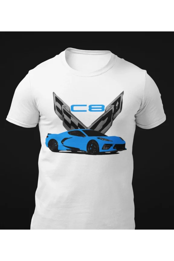 Reprint Rare 2020 Rapid Blue vette C8 Mid Engine American Sports Car T-Shirt
