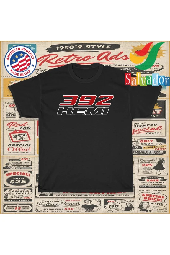 Reprint Rare 392 Hemi Engine Men's T-Shirt American Tee shirt men