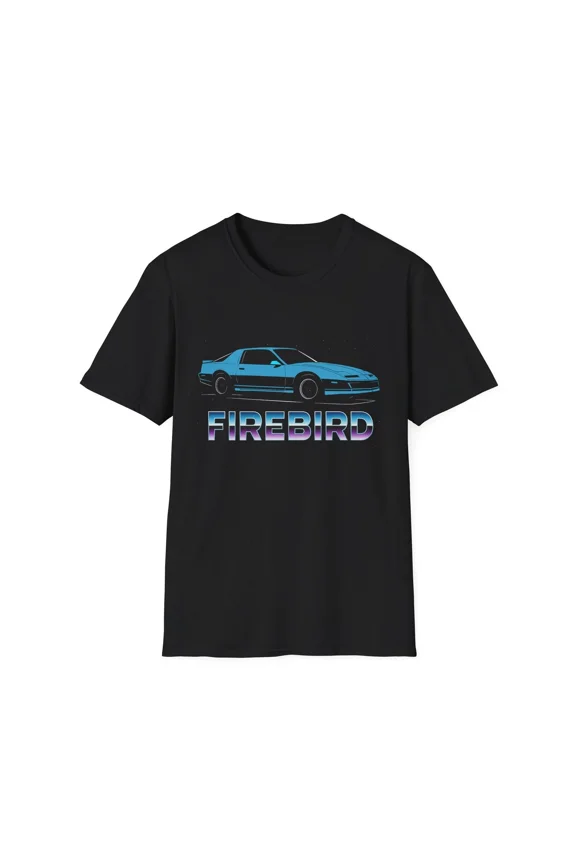 Reprint Rare 3rd Gen Firebird T-Shirt Retro 80s Style Muscle Car Tee Vaporwave Blue