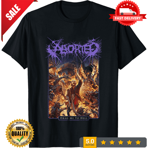 Reprint Rare ABORTED - 'Drag Me To Hell' T-Shirt, CROWD FAVORIT-TH76685