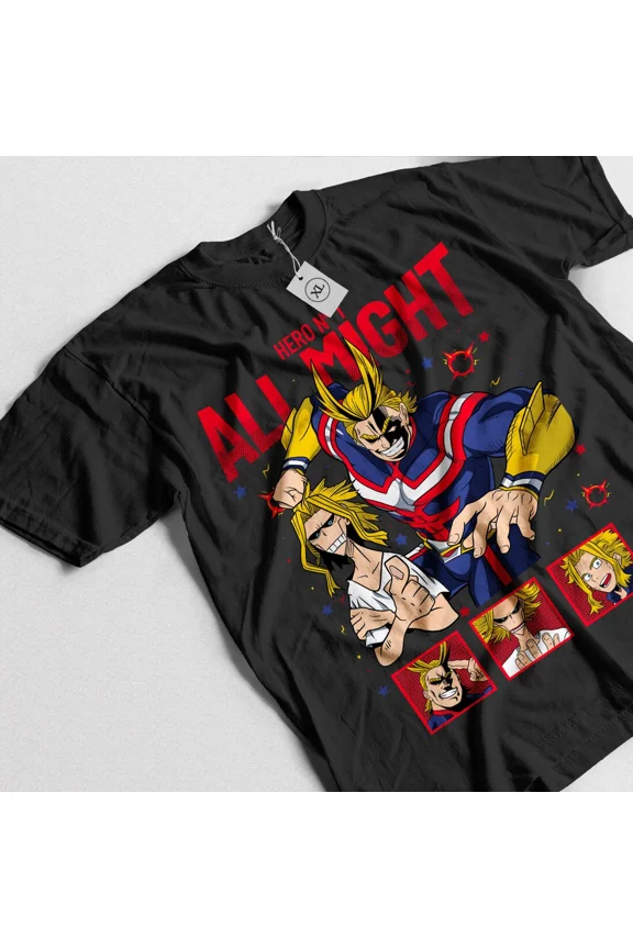 Reprint Rare All Might T-shirt Hawks My Hero Academia Boku Armor Strip Gift Shirt All Size