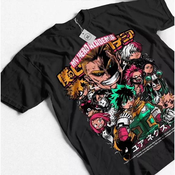 Reprint Rare All Might T-shirt My Hero Academia Boku Dabi Hawks T-Shirt - Black