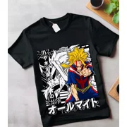 Reprint Rare All Might T-shirt My Hero Academia Boku Hawks Armor Strip,Gift Shirt All Size