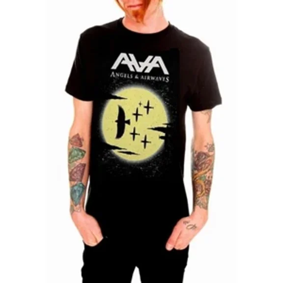 Reprint Rare Angels And Airwaves Moon Crows Man's T-Shirt Tee S-5XL