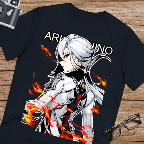 Reprint Rare Anime Arlecchino Genshin Impact T Shirt Size S - 5Xl Black Size S - 5XL