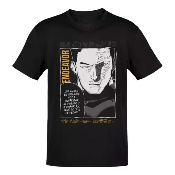 Reprint Rare Anime Boku No Hero Endeavor Letras Amarillas Grises T-Shirt Size S-5XL