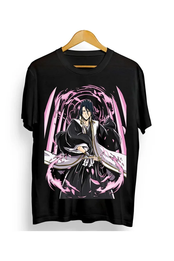 Reprint Rare Anime Byakuya Kuchiki Bleach Black T Shirt Size S - 5Xl