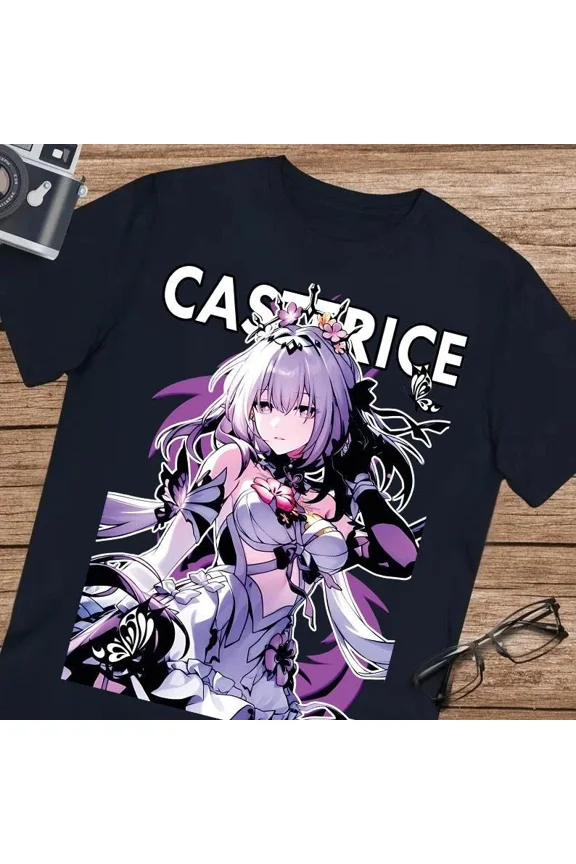 Reprint Rare Anime Castorice Honkai Star Rail T Shirt Size S - 5Xl Black Size S - 5XL