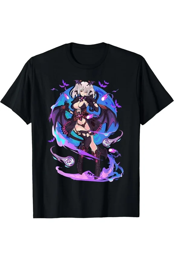 Reprint Rare Anime Demon Girl Japanese Aesthetic Waifu Kawaii Otaku Art T-Shirt