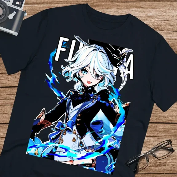 Reprint Rare Anime Furina Genshin Impact T Shirt Size S - 5Xl Black Size S - 5XL