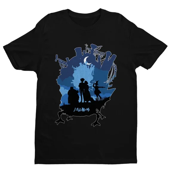 Reprint Rare Anime Howls Moving Castle Black T Shirt Size S - 5XL V1
