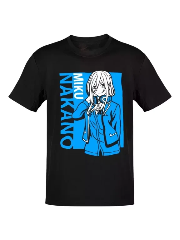 Reprint Rare Anime Las Quintillizas Miku Nakano Panel Celeste Blanco T-Shirt Size S - 5XL