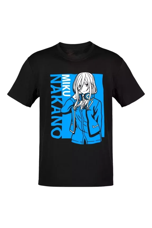Reprint Rare Anime Las Quintillizas Miku Nakano Panel Celeste Blanco T-Shirt Size S - 5XL