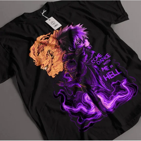 Reprint Rare Anime My Hero Academia Dabi Vs Endeavor Black T Shirt Size S - 5XL