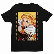 Reprint Rare Anime Rengoku Kyoujurou Shirt, Rengoku Black T Shirt Size S - 5XL