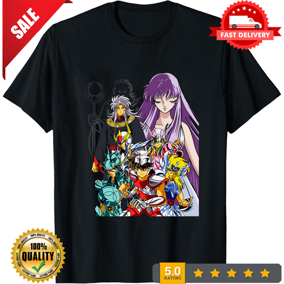 Reprint Rare Anime Saint Seiya Knights Of The Zodiac Hyoga Ikki Horror Black T-shirt, CROWD FAVORIT-TH76847