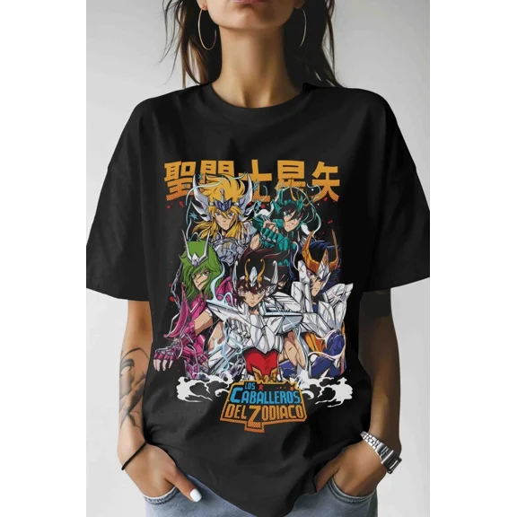 Reprint Rare Anime Saint Seiya Knights Of The Zodiac Hyoga Ikki Shun Black T Shirt #1