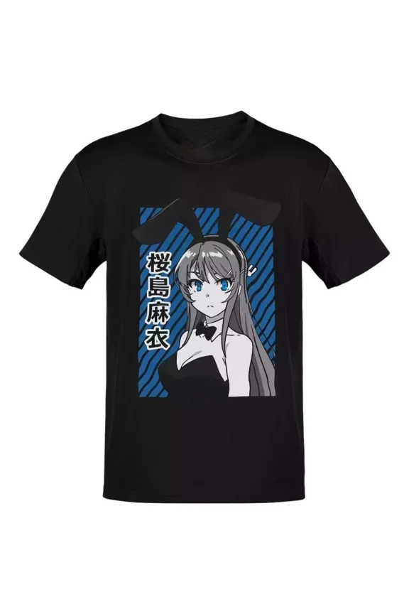 Reprint Rare Anime Seishun Buta Yarou Mai Sakurajima Rayas Azule T-Shirt Size S-5XL