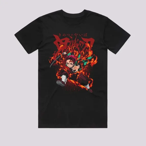 Reprint Rare Anime Tanjiro Fire Breathing T-Shirt Size S-5XL, Gift For Friends, For Kids