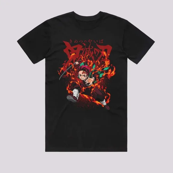 Reprint Rare Anime Tanjiro Fire Breathing T-Shirt Size S-5XL, Gift For Friends, For Kids