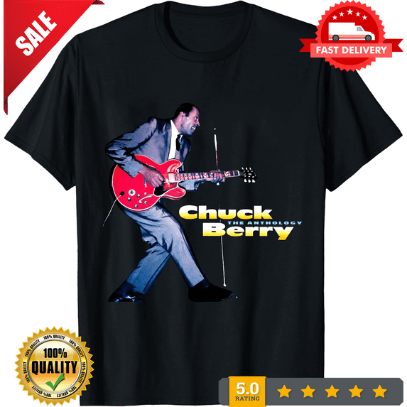 Reprint Rare Anthology Album Chuck Berry T Shirt Cotton Men And Women Size S-4XL UM77, CROWD FAVORIT-TH76750