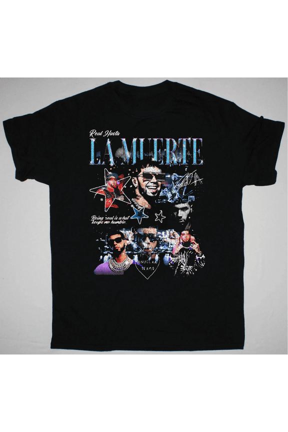 Reprint Rare Anuel AA Gift For Fans Black T-Shirt Cotton All Size Unisex