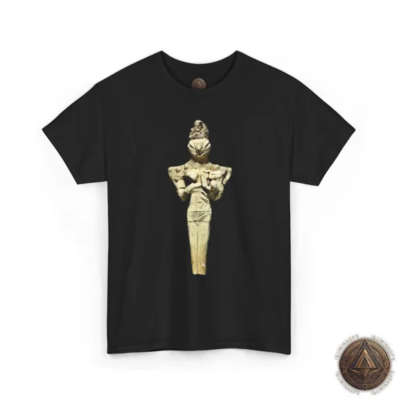 Reprint Rare Anunnaki Reptilian Statue T-Shirt For Men & Women, Ancient Alien Artifact Tee